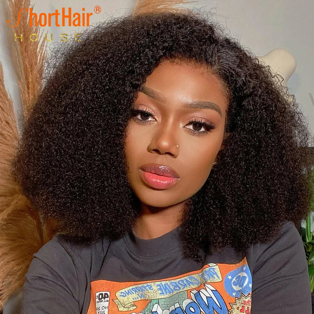 Afro Kinky Curly Human Wigs Brazilian 4x4 5x5 HD Lace Closure Human Hair 360 Transparent Lace Frontal 130Density Hair Extensions and Accessories Hair Style
