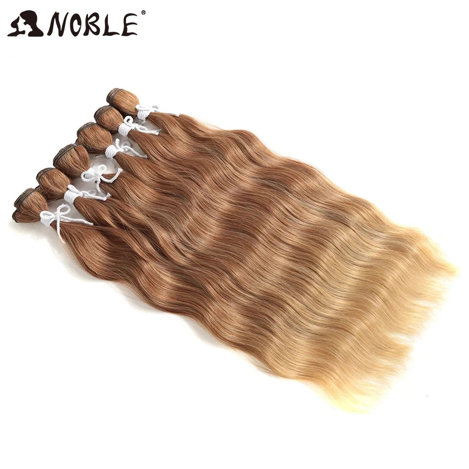 Noble Hair Wigs Water Wave Hair Bundles Synthetic Hair Extensions and Accessories Ombre Blonde Hair Weave Bundles 6Pcs/Pack 20 Inch Wig Hair Extensions