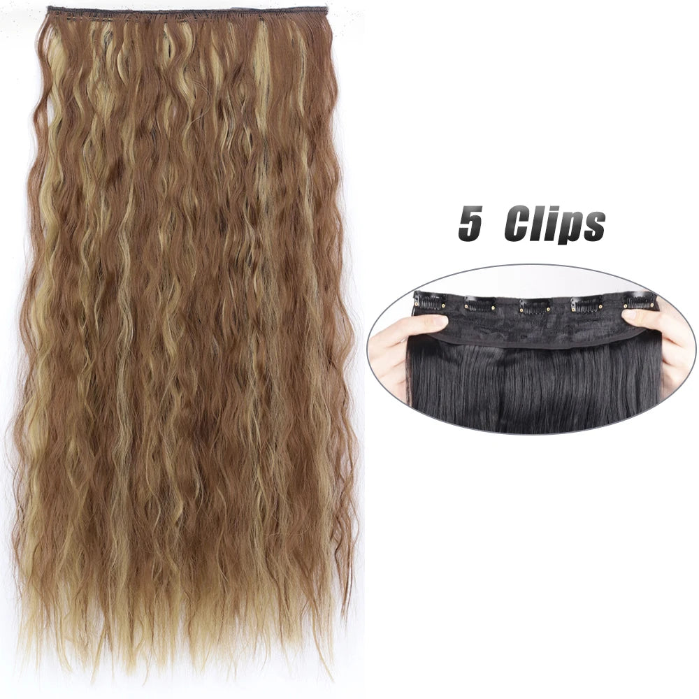 Synthetic Wig 5 Clip In Hair Accessories and Extensions Long Straight Wigs Hair Style Hairpiece Black Brown Blonde 80CM Natural Fake Hair For Women