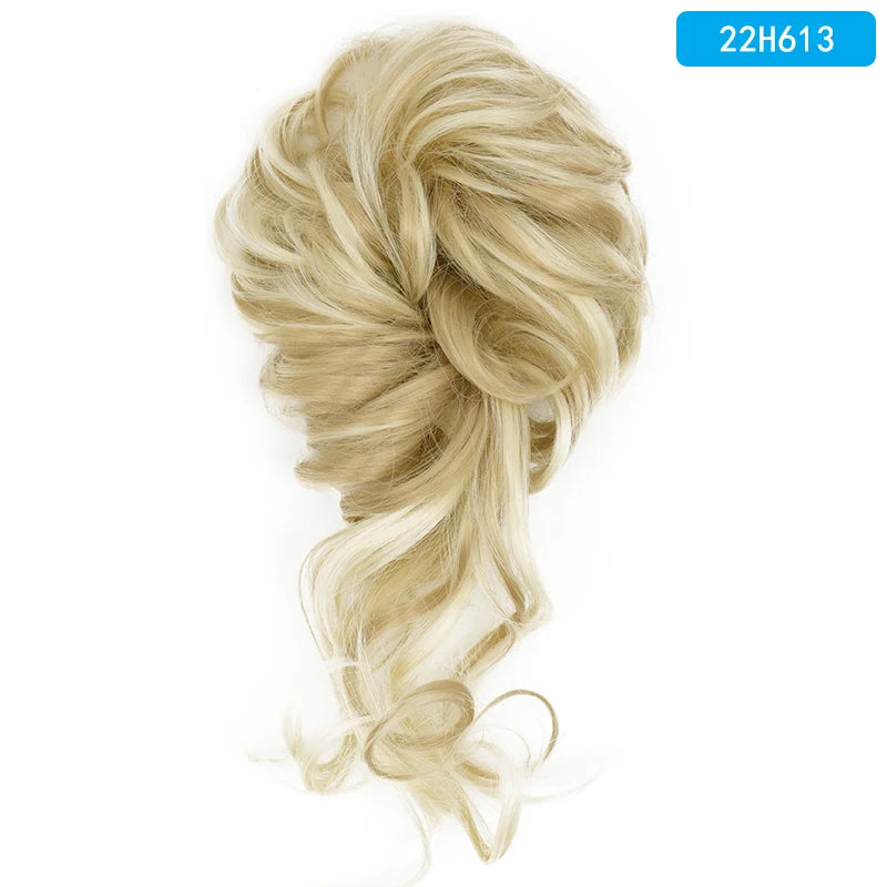 AZQUEEN Messy Bun Hair Extension Synthetic Elastic Band Curly Wave Chignon Scrunchies Donut Updo Hairpiece For Women