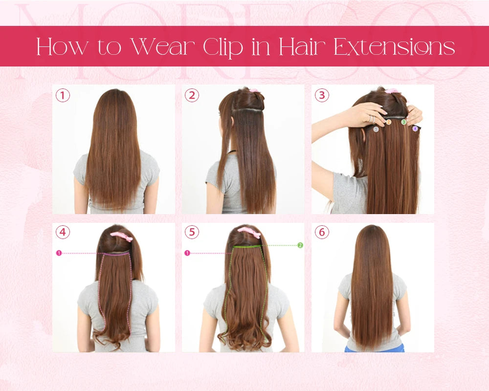 [Hot Sale] Moresoo Clip in Wigs Hair Extensions Real Natural Hair Remy Straight Wig Set 5&7 Pcs Brazilian Clip in Human Hair Extensions and Accessories