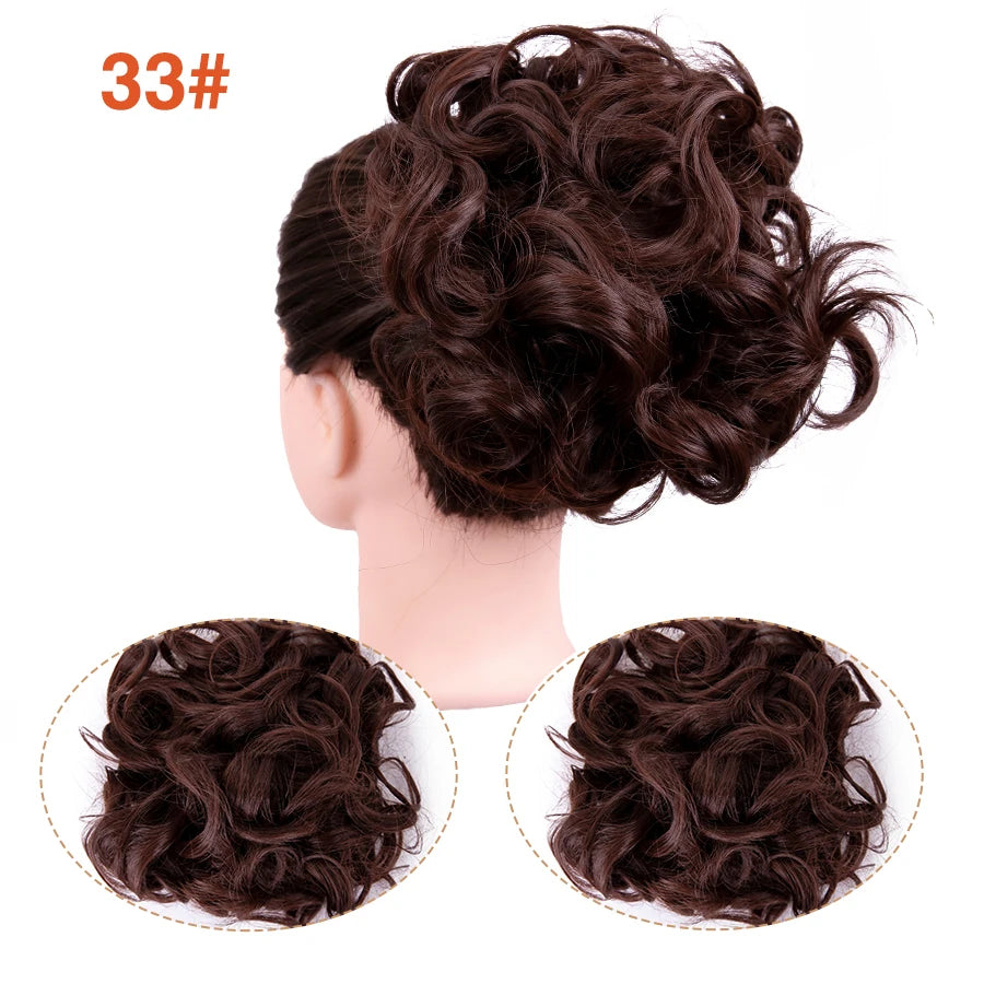 Leeons Syntheic Chignon Hair Wigs piece Curly Bun Hair Extensions and Accessories Scrunchie Updo Hair Pieces Combs In Messy Bun Hair Piece For Women Wig