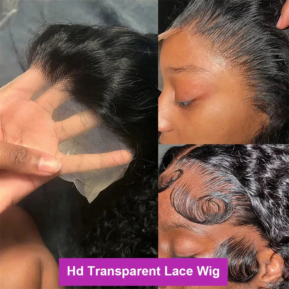 Transparent 250% Density Water Culry 360 Full Lace Frontal Wig Human Hair 40Inch Deep Wave 13x4 13x6 Hd Lace Front Wigs For Women
