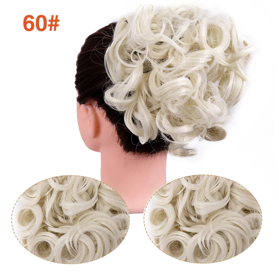 Leeons Syntheic Chignon Hair Wigs piece Curly Bun Hair Extensions and Accessories Scrunchie Updo Hair Pieces Combs In Messy Bun Hair Piece For Women Wig