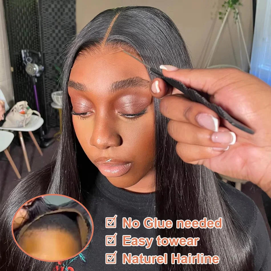 250% 40Inch Straight Lace Front Hair Wigs Human Hair 13x6 HD Lace Frontal Wig 13X4 Bone Straight Human Hair Wig Pre-plucked For Women
