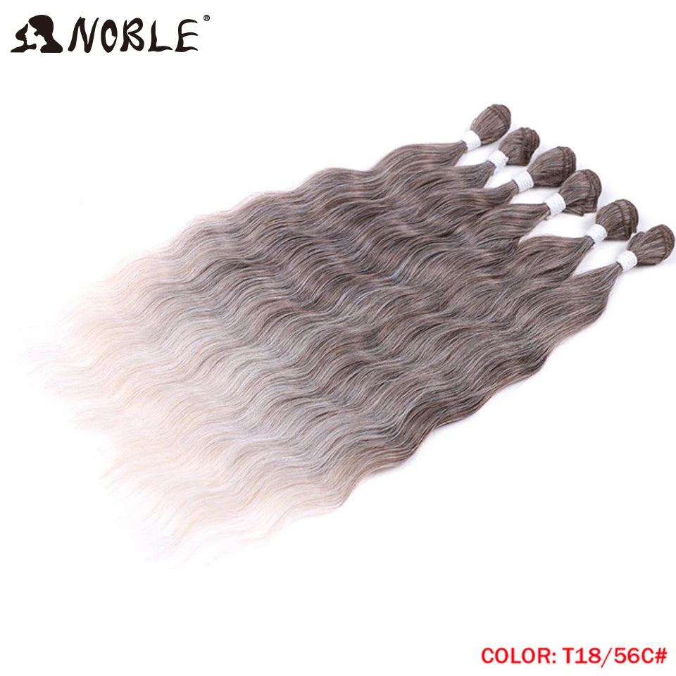 Noble Hair Wigs Water Wave Hair Bundles Synthetic Hair Extensions and Accessories Ombre Blonde Hair Weave Bundles 6Pcs/Pack 20 Inch Wig Hair Extensions