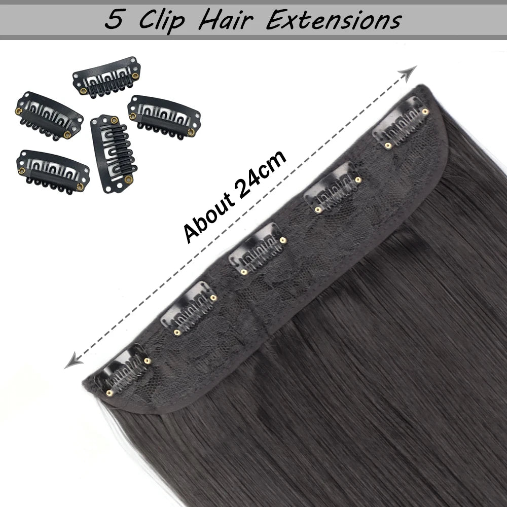 Synthetic Wig 5 Clip In Hair Accessories and Extensions Long Straight Wigs Hair Style Hairpiece Black Brown Blonde 80CM Natural Fake Hair For Women
