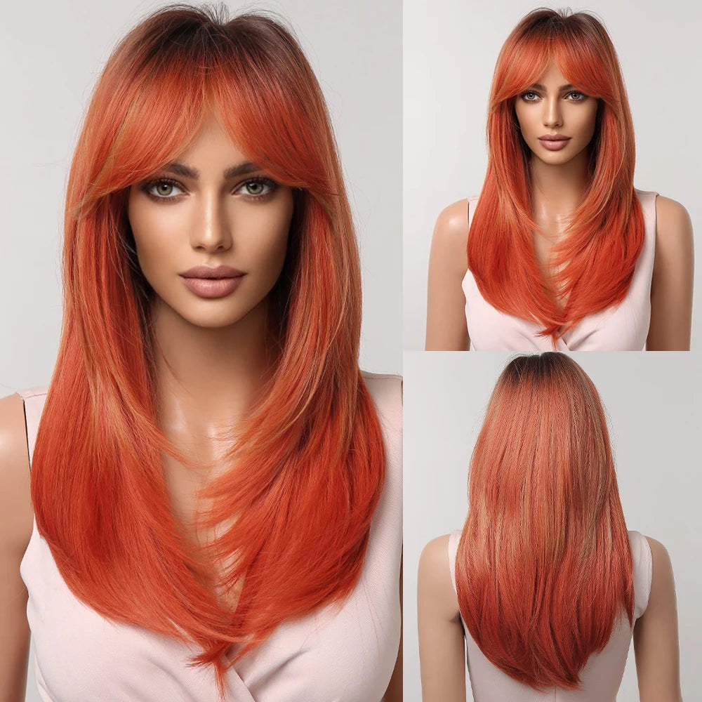 CharmSource Blonde Long Hair Natural Straight Wig Synthetic Wigs  for Women Daily Party High Density