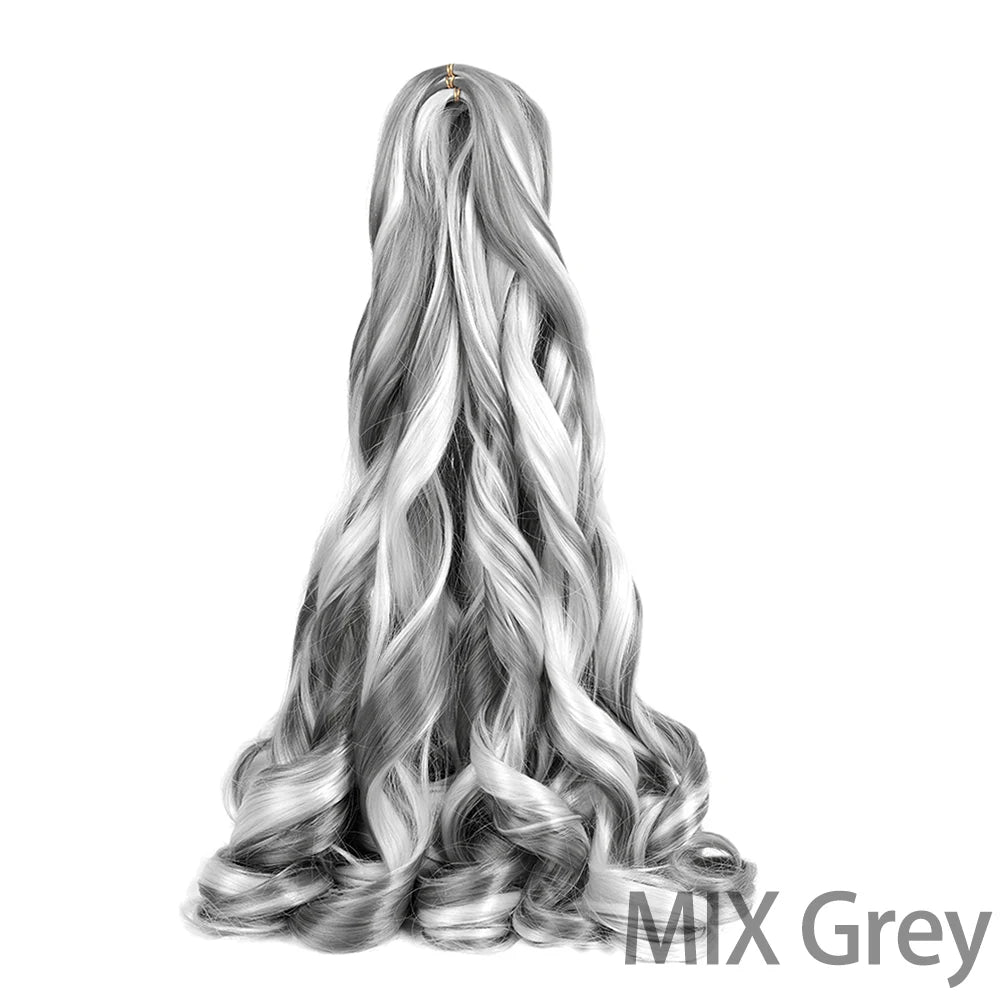 French Curly Braiding Hair Wigs Pre Stretched Bouncy Braiding Wig Hair Easy Braid Curl Braids, Lightweight Synthetic Wavy Hair Accessories and Extensions for Women