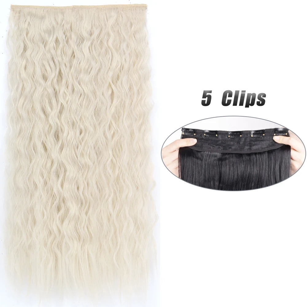 Synthetic Wig 5 Clip In Hair Accessories and Extensions Long Straight Wigs Hair Style Hairpiece Black Brown Blonde 80CM Natural Fake Hair For Women