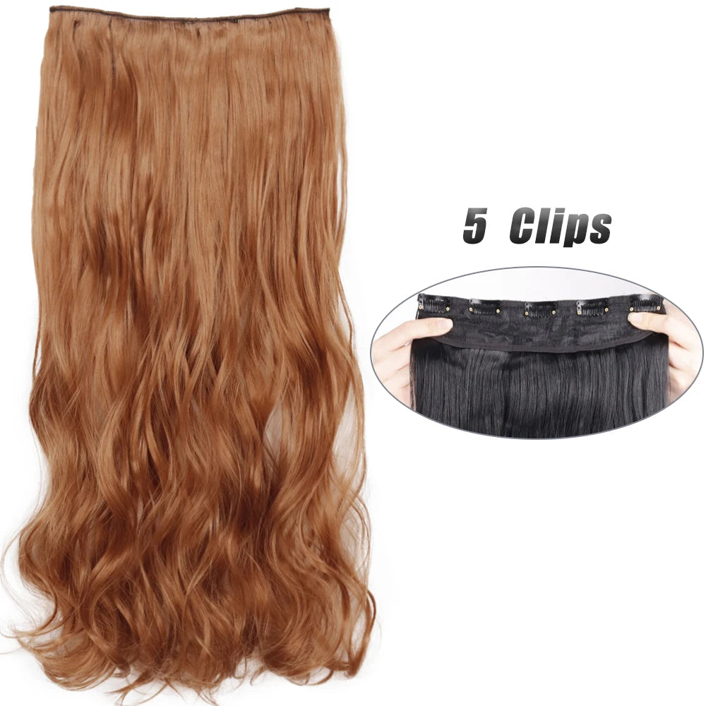 Synthetic Wig 5 Clip In Hair Accessories and Extensions Long Straight Wigs Hair Style Hairpiece Black Brown Blonde 80CM Natural Fake Hair For Women