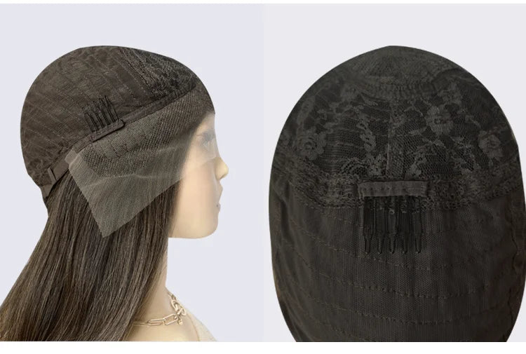 Authentic European Blonde Synthetic Wigs Brown Root short Hair Style Wig Jewish Hair 13x4 Lace Front Wig For Women Daily Party Use