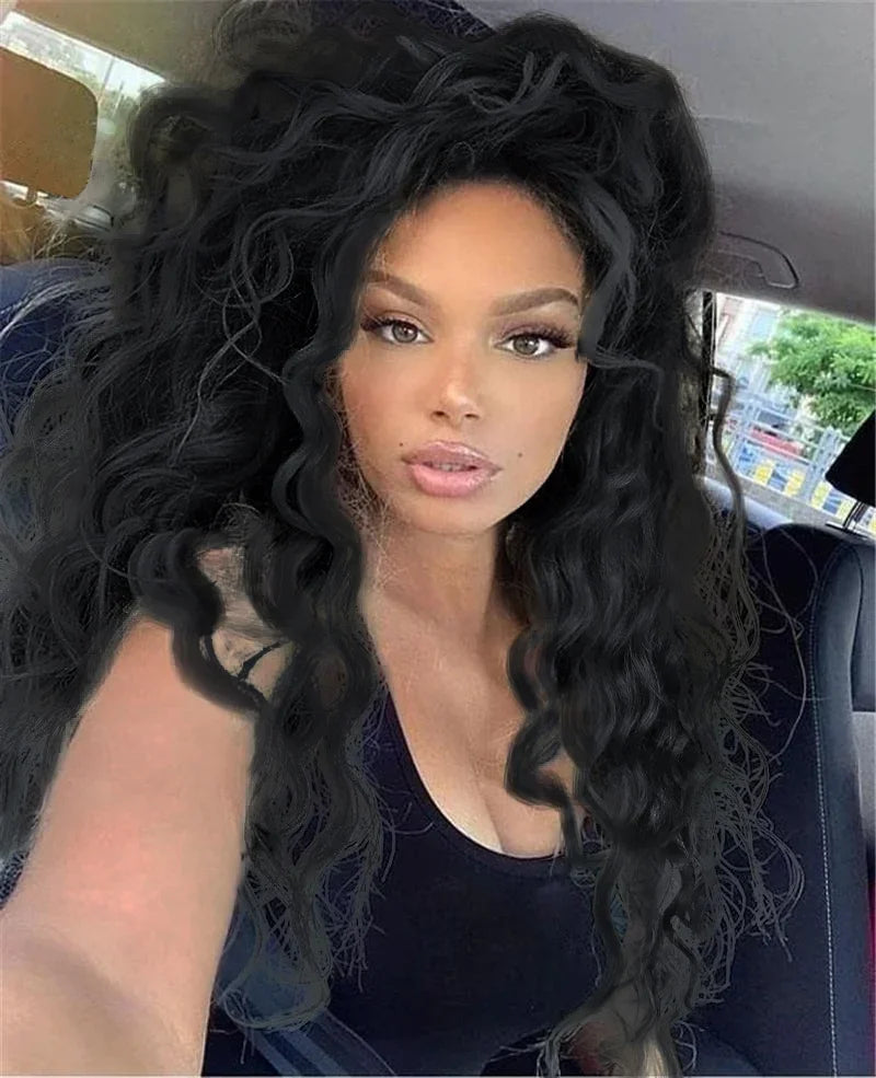 Womens Wig Long Synthetic Hair Ombre Blonde Curly Hair Wigs Female Natural Wavy Drag Queen Regular Wig 80s Gradient Hair Style Wigs for Student