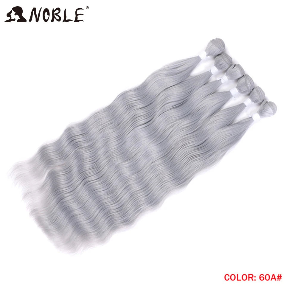 Noble Hair Wigs Water Wave Hair Bundles Synthetic Hair Extensions and Accessories Ombre Blonde Hair Weave Bundles 6Pcs/Pack 20 Inch Wig Hair Extensions