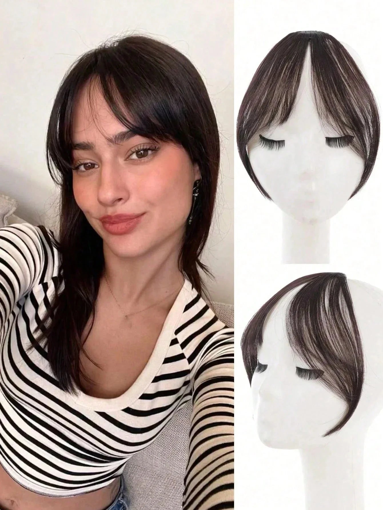 Synthesis Wig Middle-Part Bangs Hair Accessories and Extensions Clip In Forehead Natural Seamless French Oblique Bangs Eight-Character Bangs Hair Wigs within Hair Style