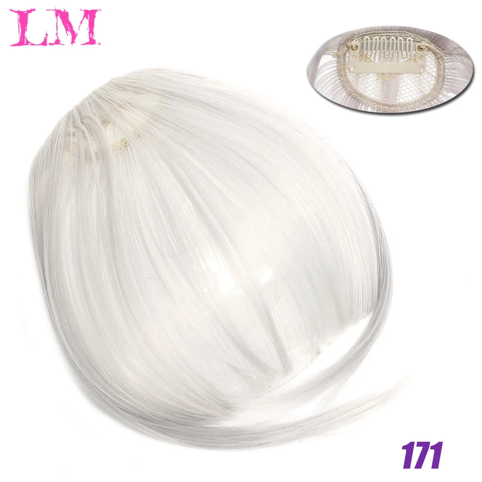 LM Curly Straight Hair Wigs Bangs Clip Natural Hair Style Black Dark Brown Light Brown Synthetic Heat-Resistant Fiber Suitable For Women Wig