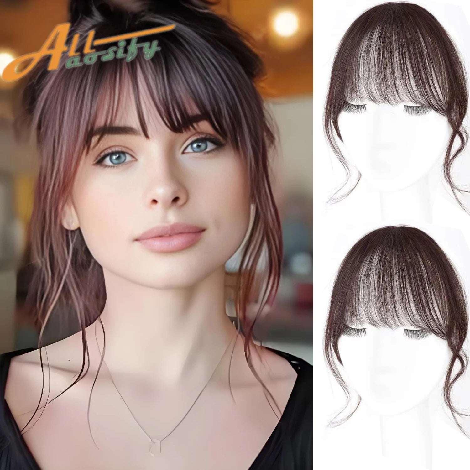 Synthetic Hair Wigs Clip In Double sideburns dragon whiskers bangs Invisible Front Fringes Clip in Wig Hair Style Air Fake Hair Bangs For Women