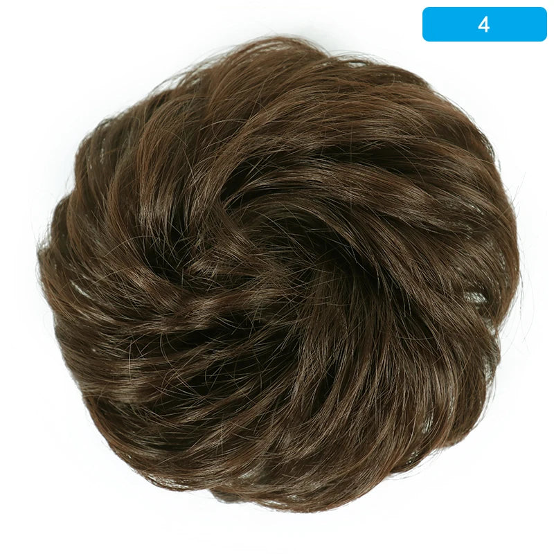 AZQUEEN Messy Bun Hair Extension Synthetic Elastic Band Curly Wave Chignon Scrunchies Donut Updo Hairpiece For Women