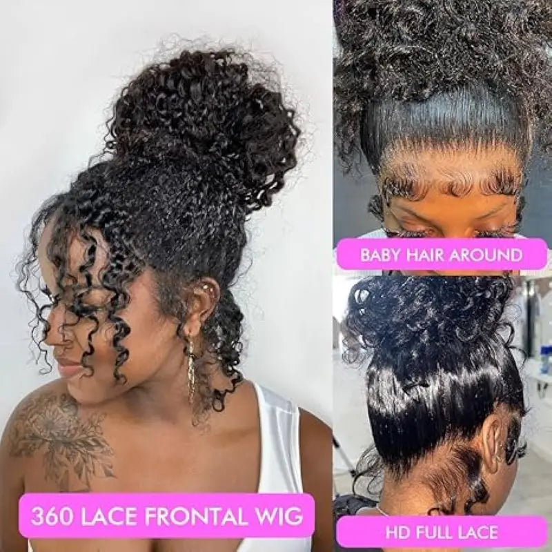 Nexora Curly Wigs 1b Black Wig Water Wave 360 human hair full lace wig Deep Wave Inviscid Strap Glueless Lace Wigs Bleached Knotted