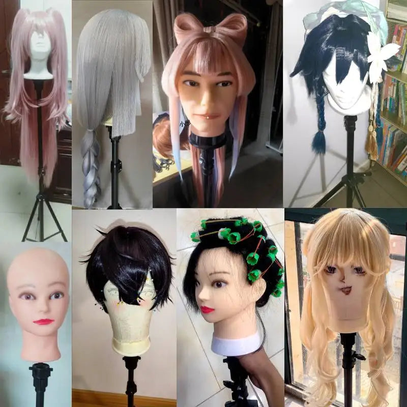 Wig Stands Female Mannequin Head with Tripod Stand Model Practical Dummy Foam Head Lightweight Durable Portable Hair Wigs Head
