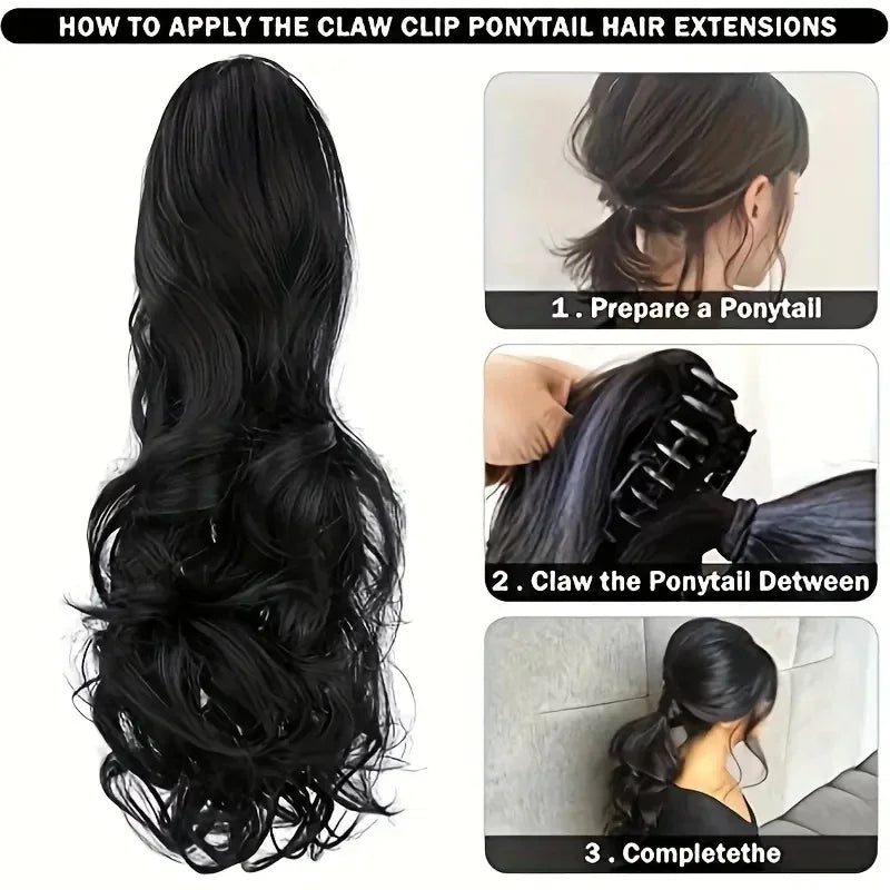 Wig female curly Hair Wigs big wavy ponytail with grab clip, Hair Accessories and Extension