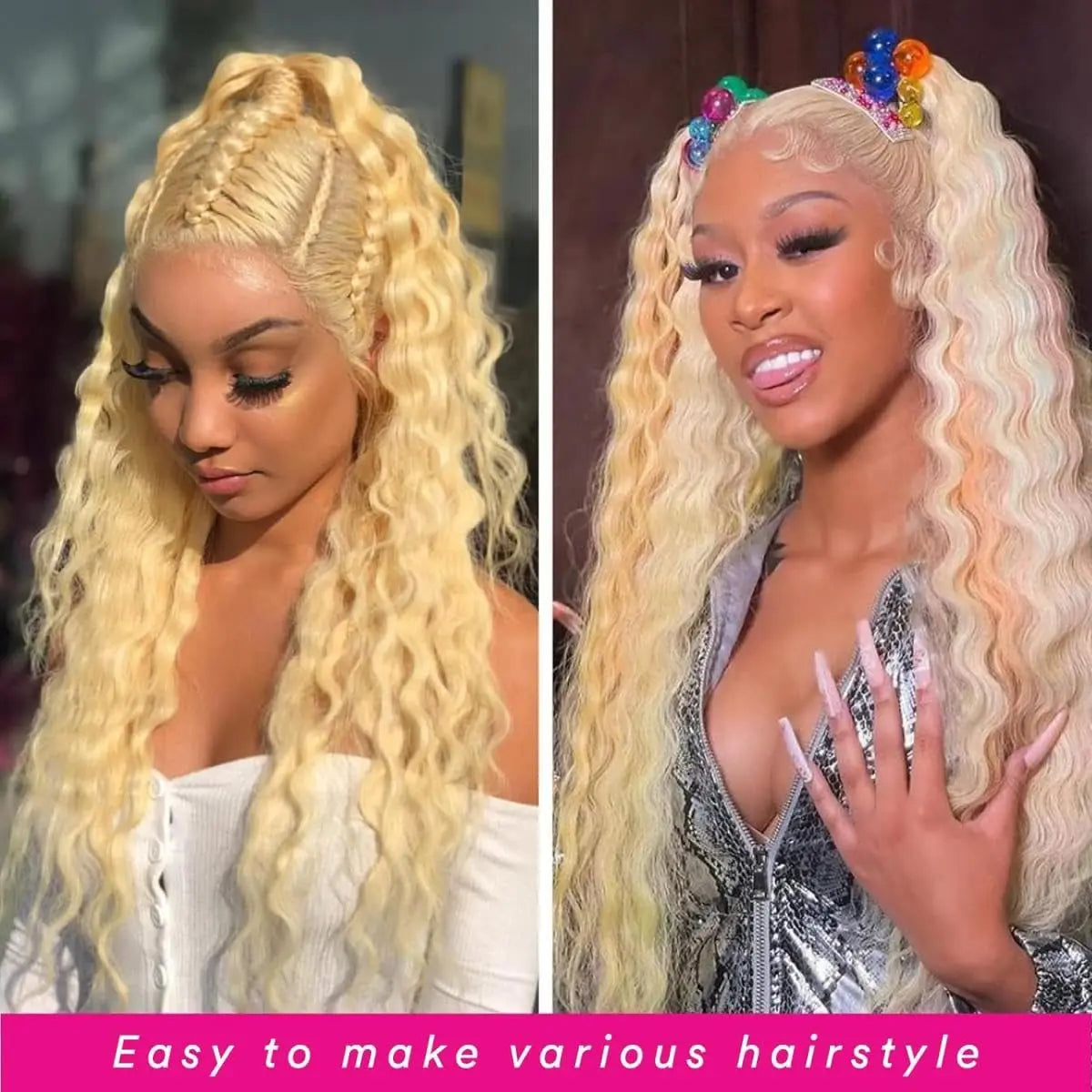 613 Blonde Deep Wave Hair Wigs 13x4 13x6 HD Transparent Lace Front Wig 100% Human Hair HD Lace Closure Wig For Women Nature Black Hair Style