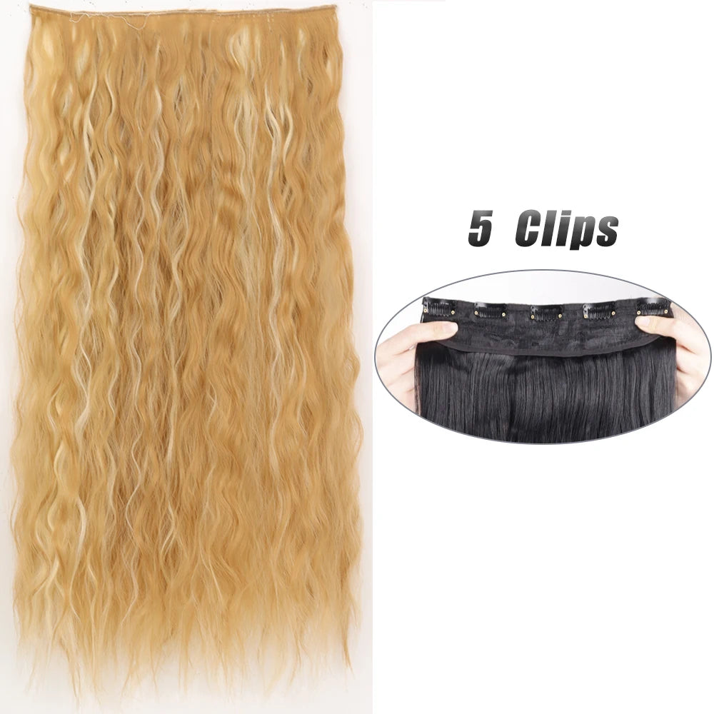 Synthetic Wig 5 Clip In Hair Accessories and Extensions Long Straight Wigs Hair Style Hairpiece Black Brown Blonde 80CM Natural Fake Hair For Women