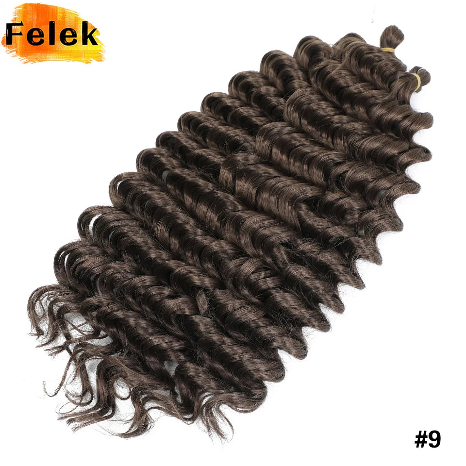 Wig Deep Wave Twist Braiding Hair Extensions and Accessories For Women High Quality Synthetic Crochet Braids Hair 24 Inch Wigs Ombre Bug Brown Afro Curls