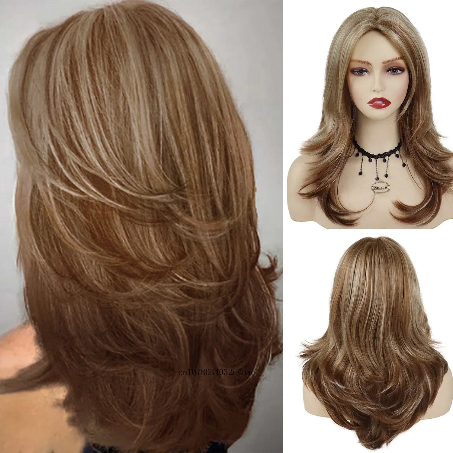 Synthetic Salt and Pepper Wigs with Curtain Bangs Long Hair Style Wig Natural Mix Silver Gray Wigs for White Women Halloween Costume