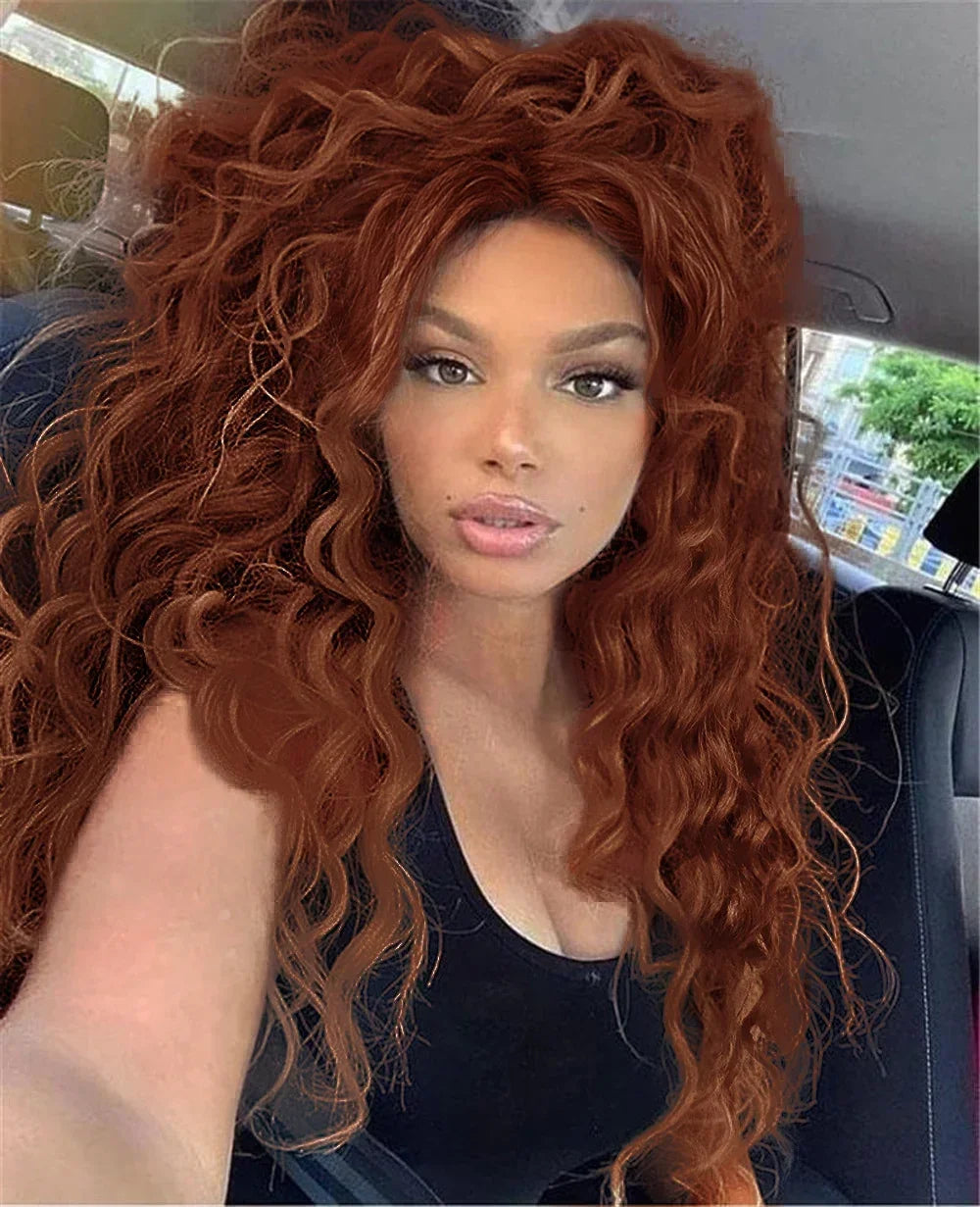 Womens Wig Long Synthetic Hair Ombre Blonde Curly Hair Wigs Female Natural Wavy Drag Queen Regular Wig 80s Gradient Hair Style Wigs for Student