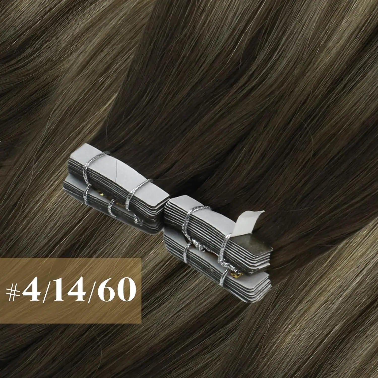 [NEW]VeSunny Tape In Hair Extensions and Accessories Human Hair Wigs Real Natural Hair Balayage Color #4-14-60 Skin Weft Straight Seamless Wig