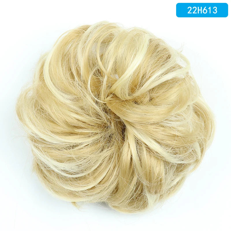 AZQUEEN Messy Bun Hair Extension Synthetic Elastic Band Curly Wave Chignon Scrunchies Donut Updo Hairpiece For Women