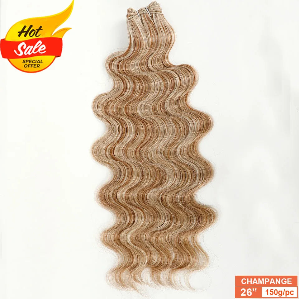 30Inches 200Grams Wig Magicae Rainbow Brown Brazilian Body Wave Bundles Colored Blond 27/613 Natural High Temperature Synthetic Hair Style Wigs