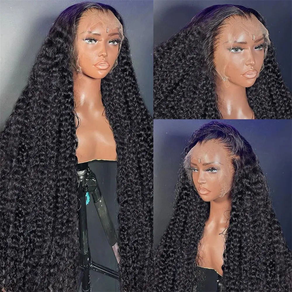 Transparent 250% Density Water Culry 360 Full Lace Frontal Wig Human Hair 40Inch Deep Wave 13x4 13x6 Hd Lace Front Wigs For Women