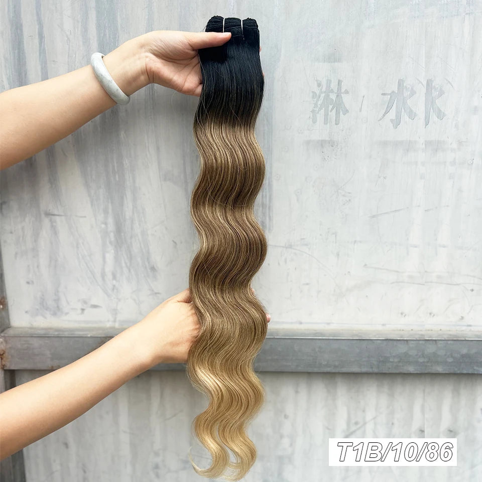 30Inches 200Grams Wig Magicae Rainbow Brown Brazilian Body Wave Bundles Colored Blond 27/613 Natural High Temperature Synthetic Hair Style Wigs