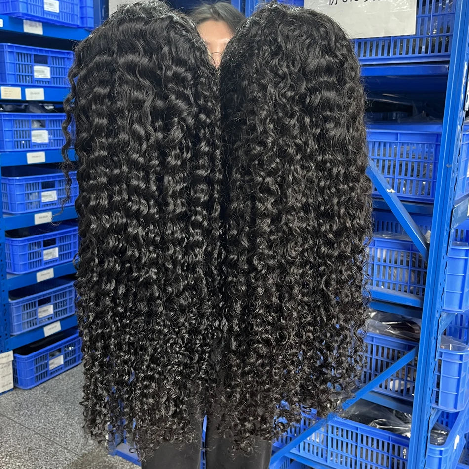 Nexora Curly Wigs 1b Black Wig Water Wave 360 human hair full lace wig Deep Wave Inviscid Strap Glueless Lace Wigs Bleached Knotted