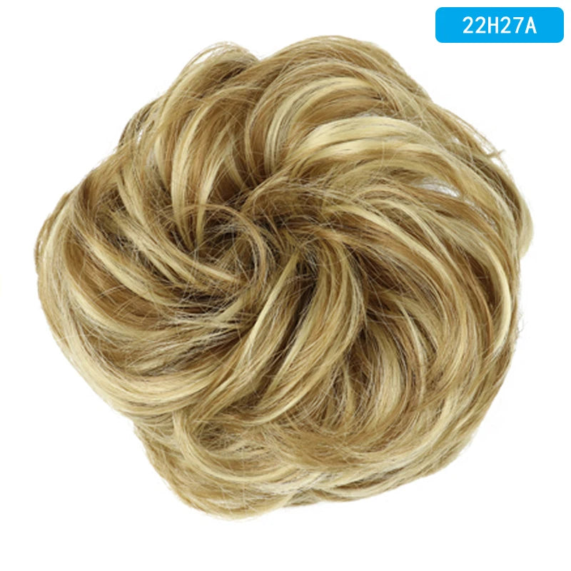 AZQUEEN Messy Bun Hair Extension Synthetic Elastic Band Curly Wave Chignon Scrunchies Donut Updo Hairpiece For Women