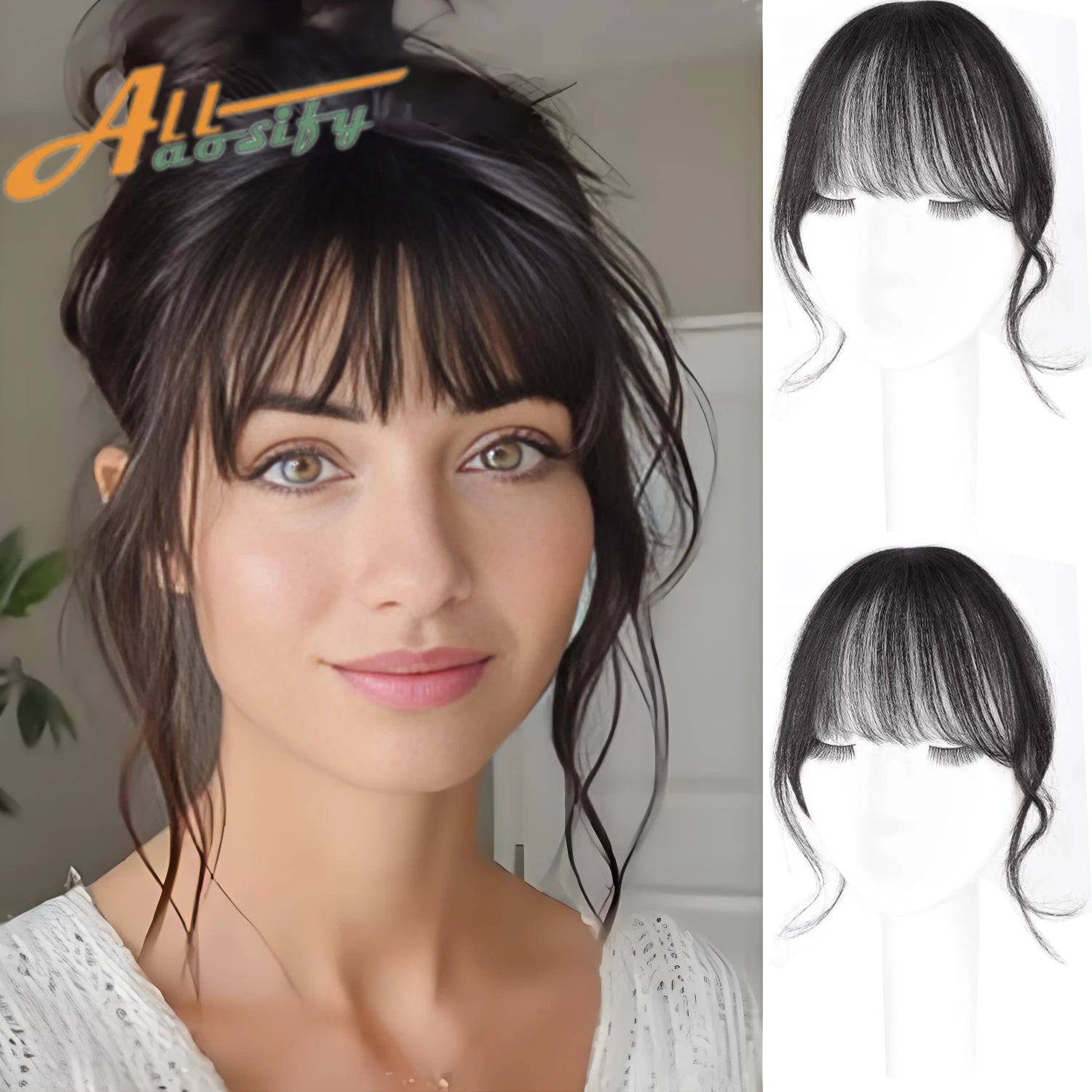 Synthetic Hair Wigs Clip In Double sideburns dragon whiskers bangs Invisible Front Fringes Clip in Wig Hair Style Air Fake Hair Bangs For Women