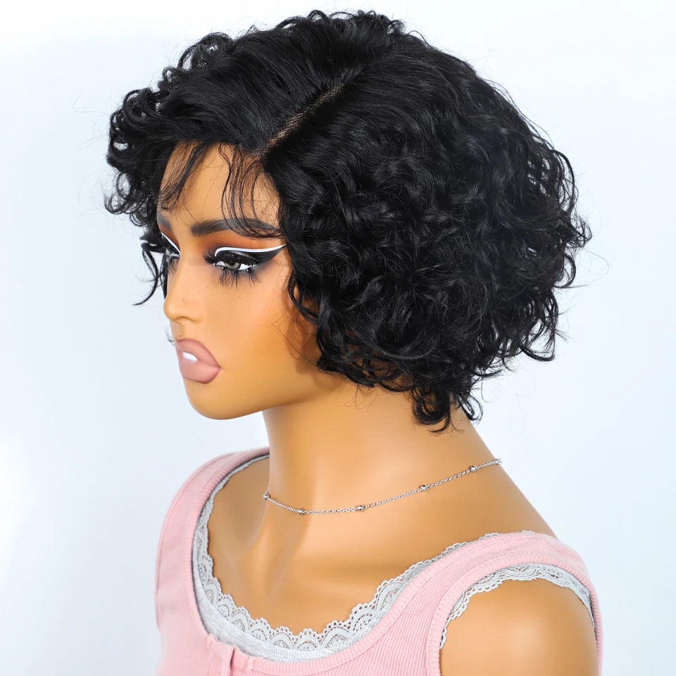 Sleek Bodywave Human Hair Wigs For Women Short Pixie Cut Lace Wig 100% Real Brazilian Body Wave Lace Wigs With Baby Hair Style
