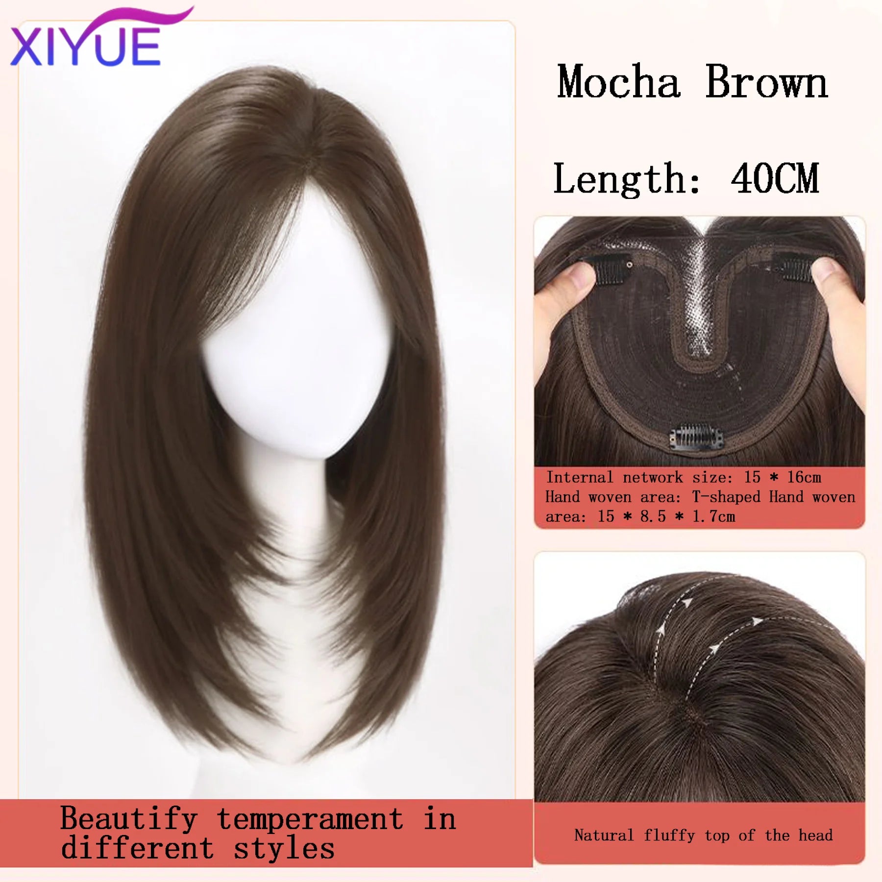Synthetic Long Straight Layered Wigs Hair Clip in Hair Extensions and Accessories Natural Fluffy Head Top Fake Hair Piece with Bang Clip for Women Wig Daily Use