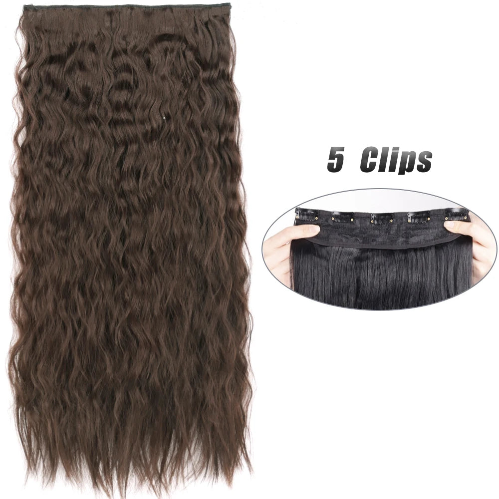 Synthetic Wig 5 Clip In Hair Accessories and Extensions Long Straight Wigs Hair Style Hairpiece Black Brown Blonde 80CM Natural Fake Hair For Women