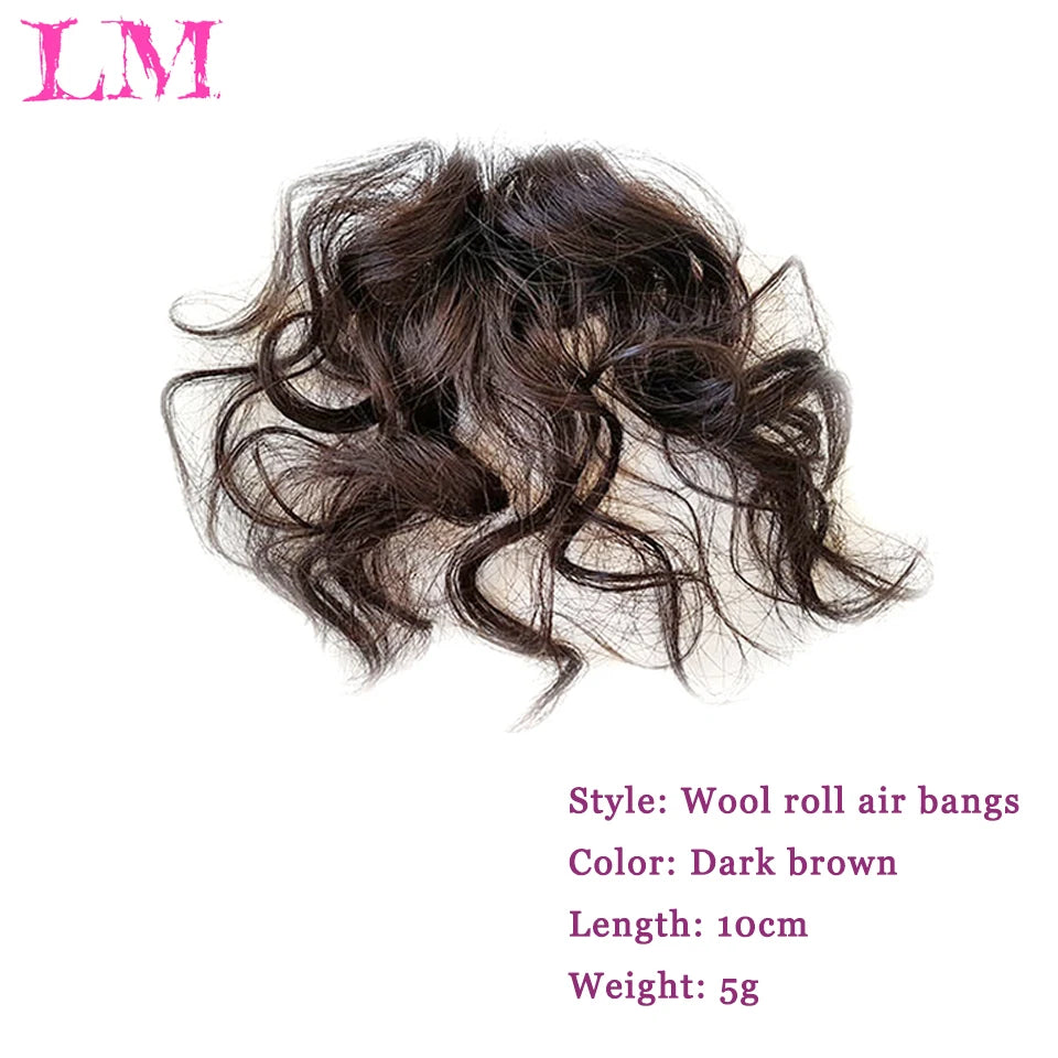LM Curly Straight Hair Wigs Bangs Clip Natural Hair Style Black Dark Brown Light Brown Synthetic Heat-Resistant Fiber Suitable For Women Wig