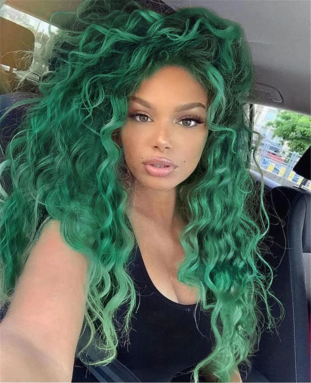 Womens Wig Long Synthetic Hair Ombre Blonde Curly Hair Wigs Female Natural Wavy Drag Queen Regular Wig 80s Gradient Hair Style Wigs for Student