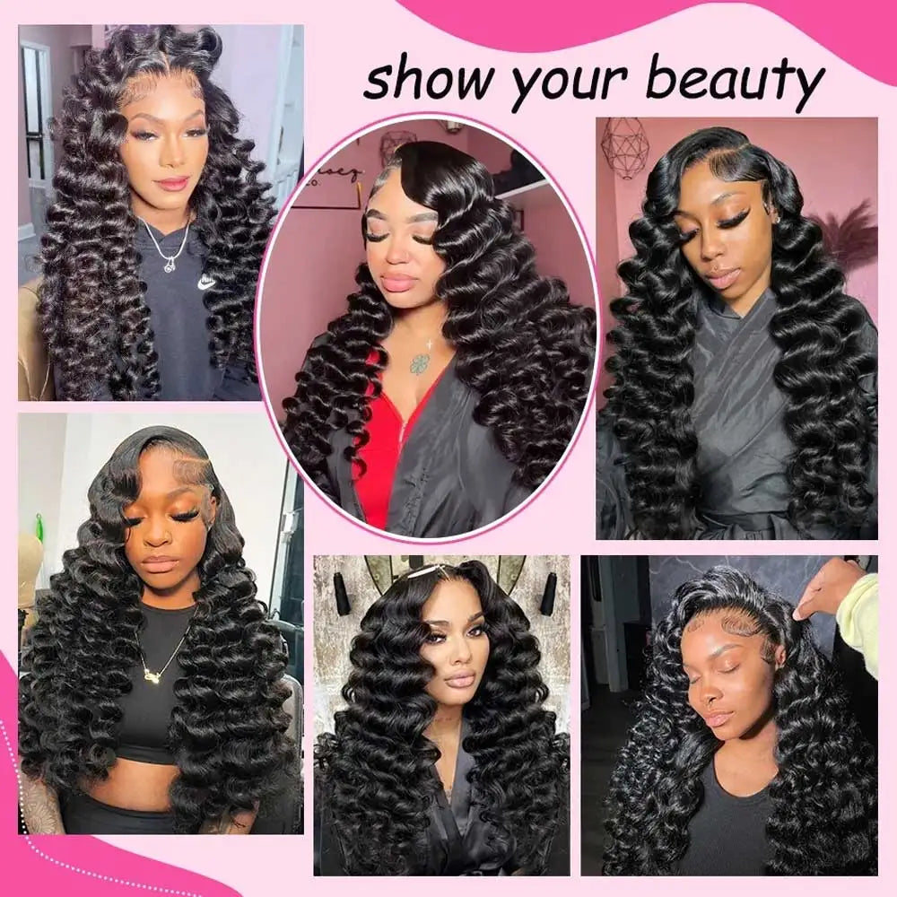 13x6 Wig HD Lace Loose Deep Wave Frontal Hair Style Wigs 40 42 Inch Deep Curly Lace Front Human Hair Wigs Preplucked Glueless Wig Human Hair