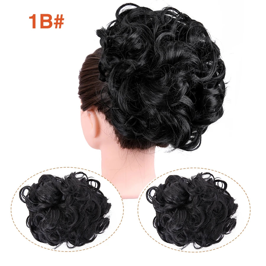 Leeons Syntheic Chignon Hair Wigs piece Curly Bun Hair Extensions and Accessories Scrunchie Updo Hair Pieces Combs In Messy Bun Hair Piece For Women Wig