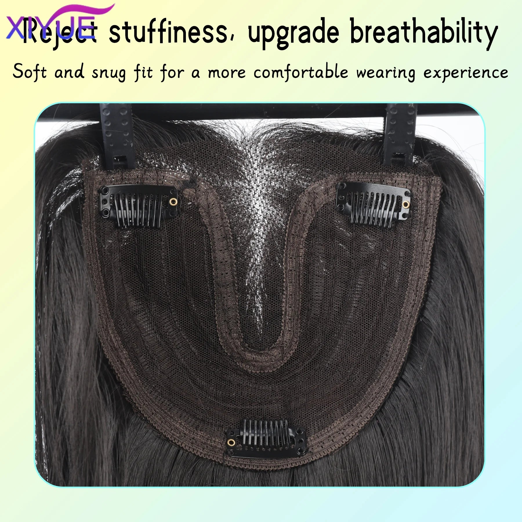 Synthetic Long Straight Layered Wigs Hair Clip in Hair Extensions and Accessories Natural Fluffy Head Top Fake Hair Piece with Bang Clip for Women Wig Daily Use