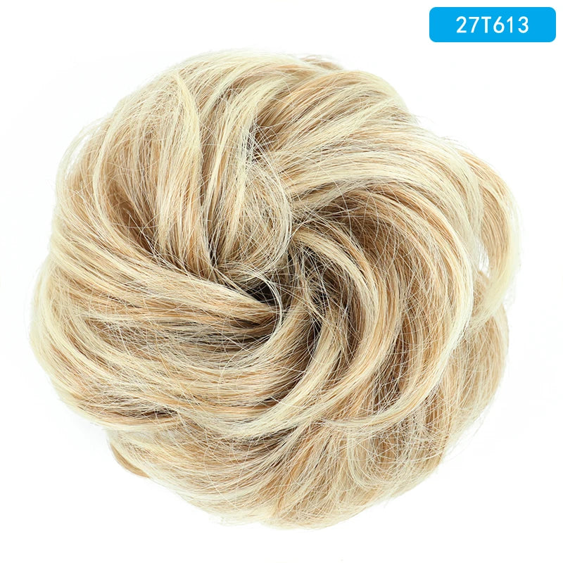 AZQUEEN Messy Bun Hair Extension Synthetic Elastic Band Curly Wave Chignon Scrunchies Donut Updo Hairpiece For Women