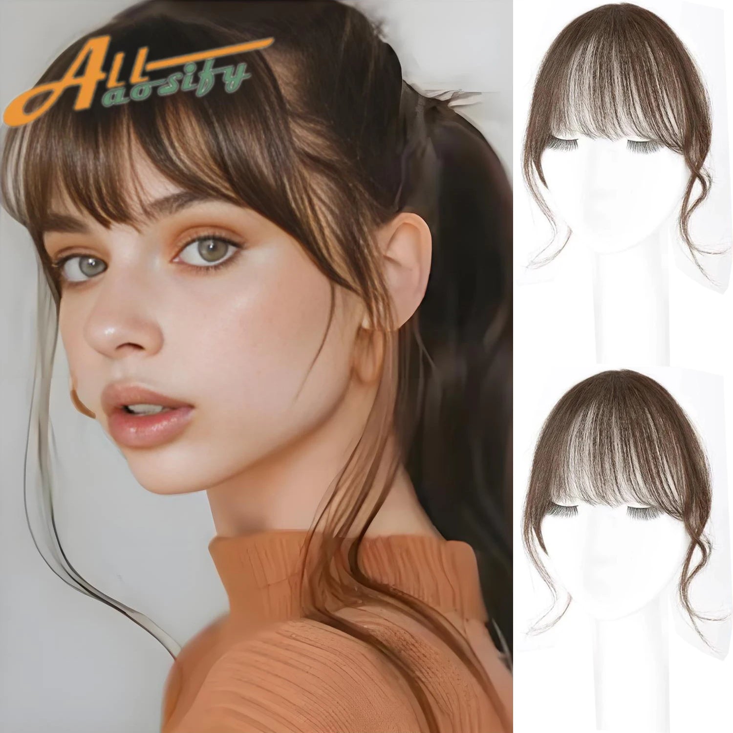 Synthetic Hair Wigs Clip In Double sideburns dragon whiskers bangs Invisible Front Fringes Clip in Wig Hair Style Air Fake Hair Bangs For Women