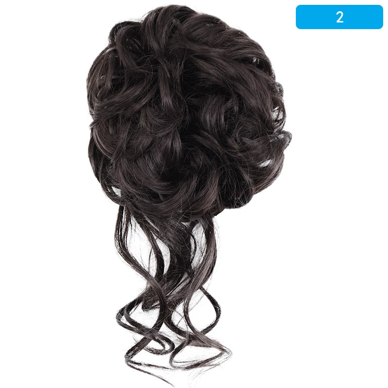 AZQUEEN Messy Bun Hair Extension Synthetic Elastic Band Curly Wave Chignon Scrunchies Donut Updo Hairpiece For Women