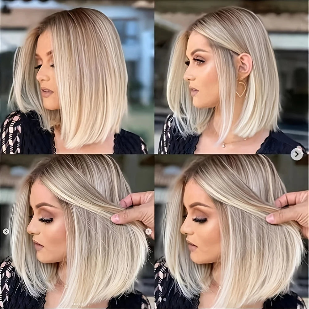 Blond mix Wig BoBo Head New Chemical Fiber Headgear Synthetic Hair Wigs  for Woman Hair Style